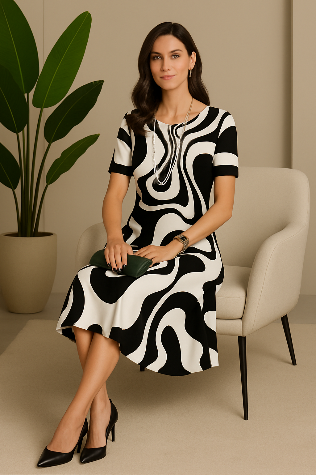 Vestido Amarílis Preto e Branco
