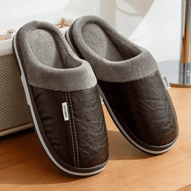 Pantufa de Couro Ortopédica com Forro Peluciado Antiodor