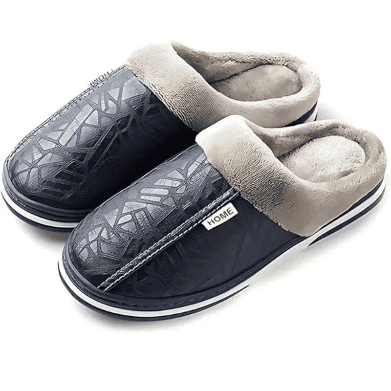 Pantufa de Couro Ortopédica com Forro Peluciado Antiodor