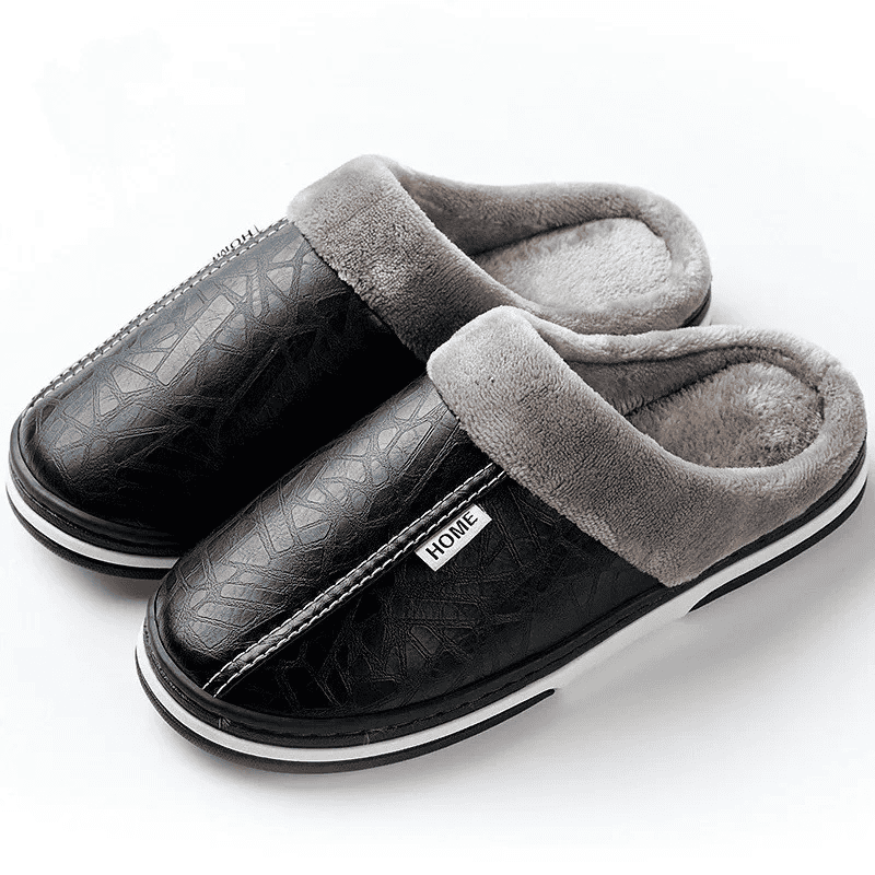 Pantufa de Couro Ortopédica com Forro Peluciado Antiodor