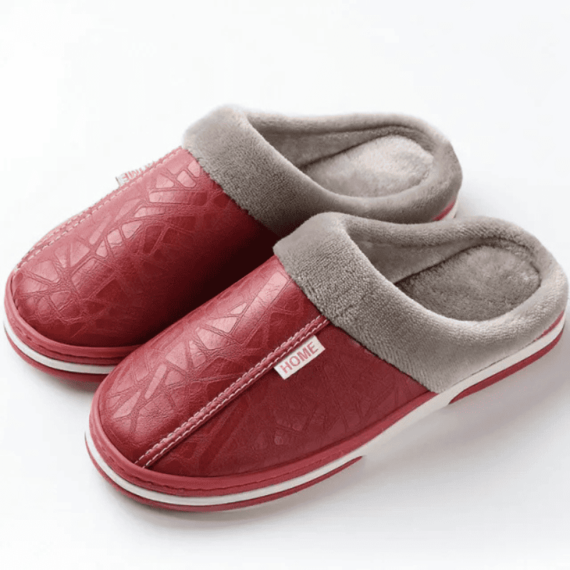 Pantufa de Couro Ortopédica com Forro Peluciado Antiodor